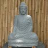  Product image 2 of the product “Seated Buddha made of Riverstone in Bhumisparsha - gesture of touching the earth, approx. 102cm height, natural ”